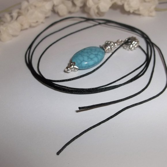 Necklace, Turquoise Necklace, Turquoise & Silver Necklace, Blue Necklace, 7624 - Picture 4 of 8
